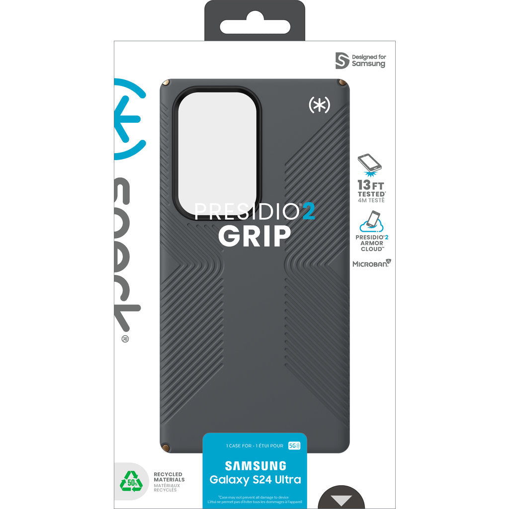 Speck Presidio2 Grip Samsung Galaxy S24 Ultra Charcoal Grey - with Microban