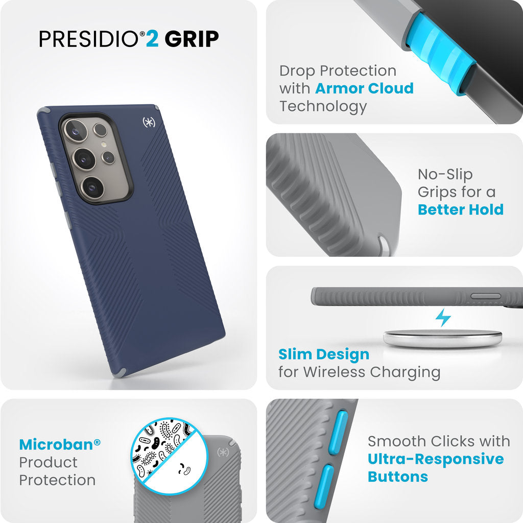 Speck Presidio2 Grip Samsung Galaxy S24 Ultra Coastal Blue - mit Microban