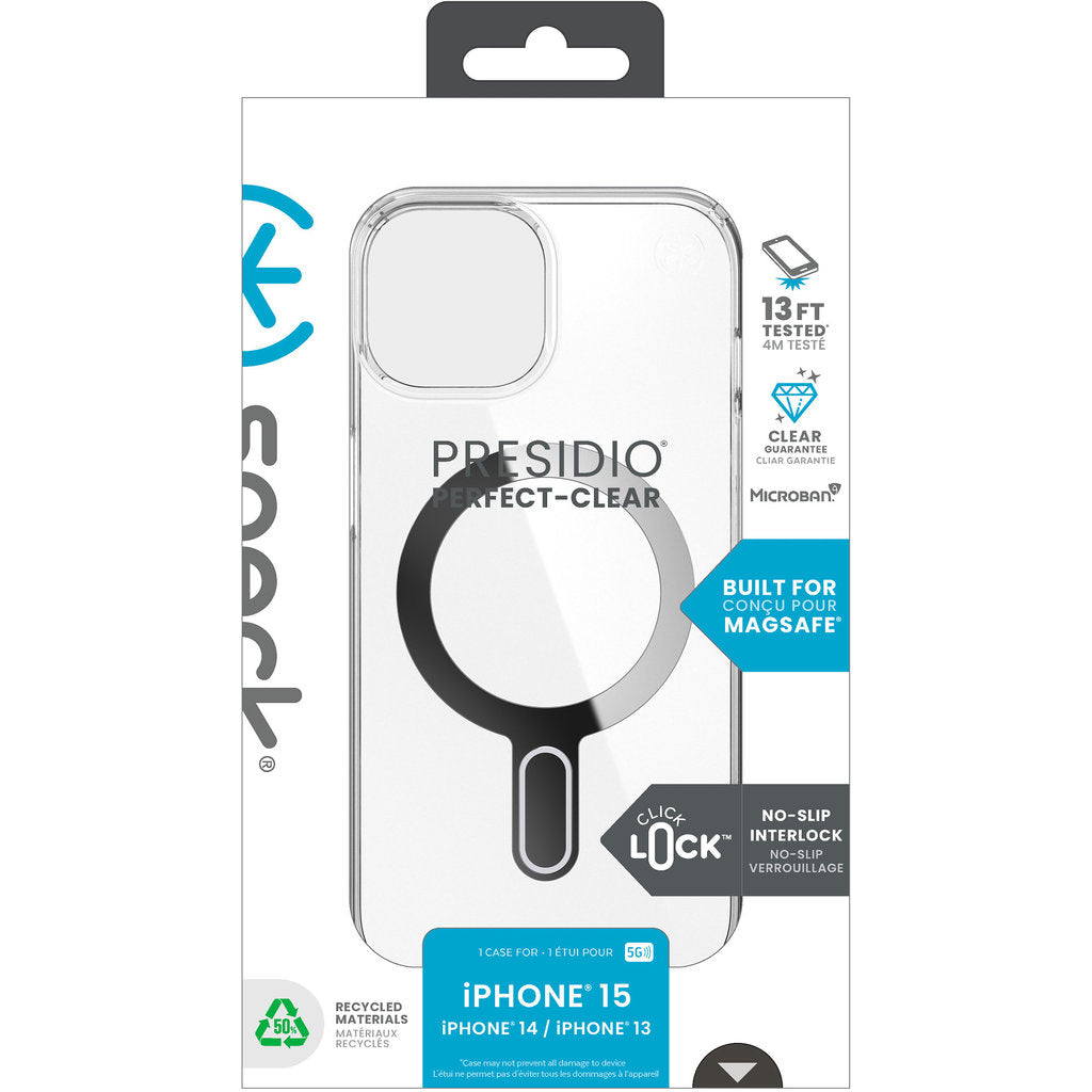 Speck Presidio Clear + ClickLock Apple iPhone 17e/16e/15/14/13 Clear -  with Microban