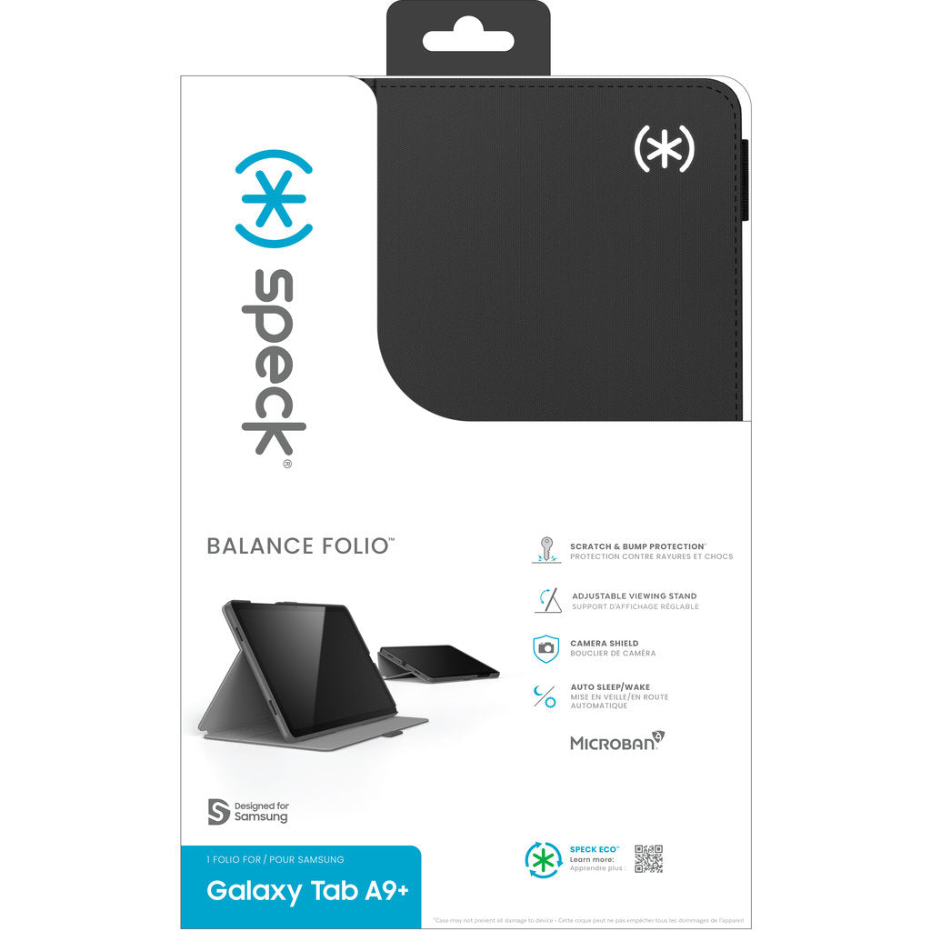 Speck Balance Folio Case Samsung Galaxy Tab A11 Plus/ A9 Plus (2023/2025)  Black - with Microban