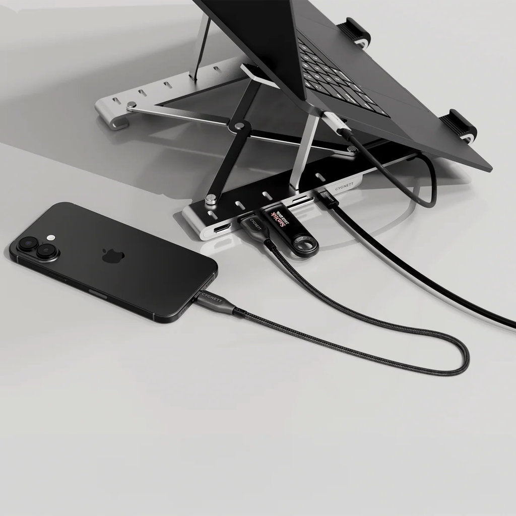 Cygnett Unite FlexMate 7-in-1 Hub With Folding Laptop Riser (Single HDMI)