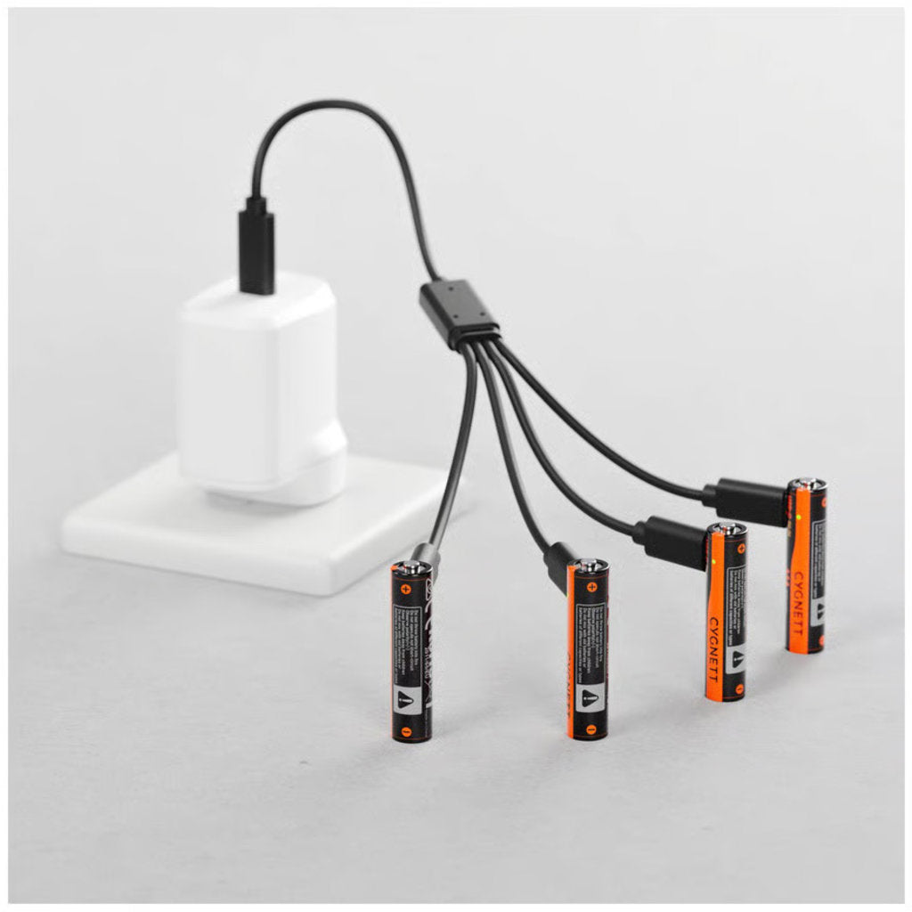 Cygnett AAA USB-C Akku – 4er-Pack – Schwarz