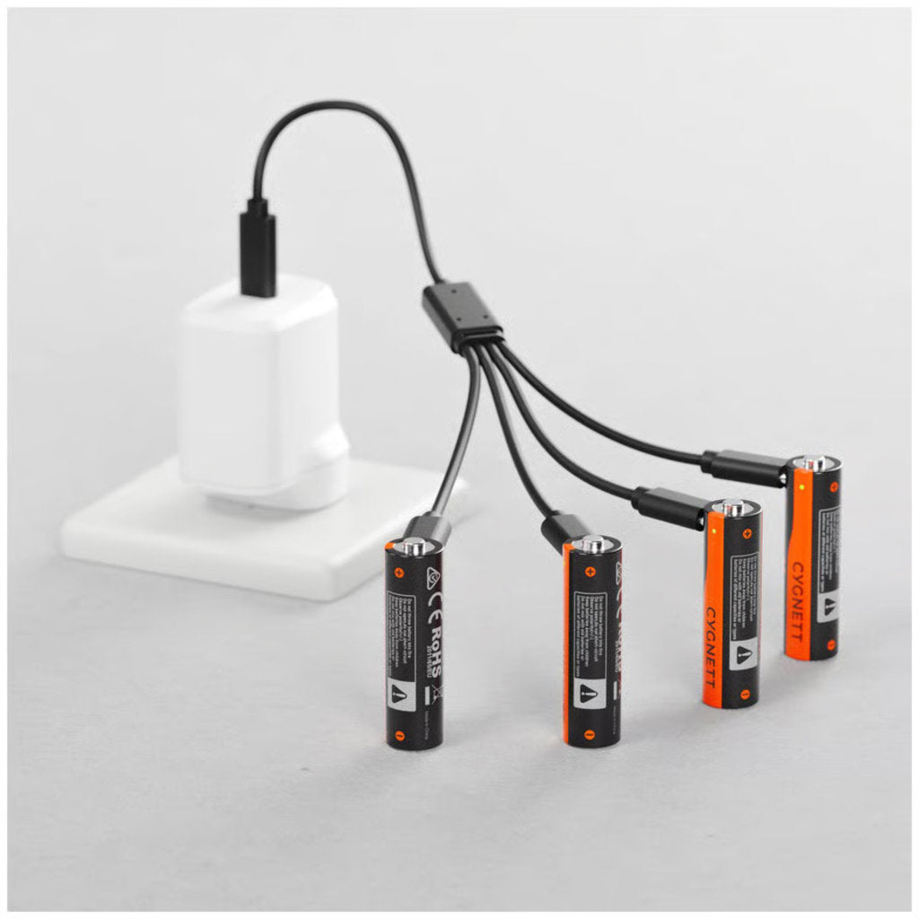 Cygnett AA USB-C wiederaufladbare Batterie – 4er Pack – Schwarz