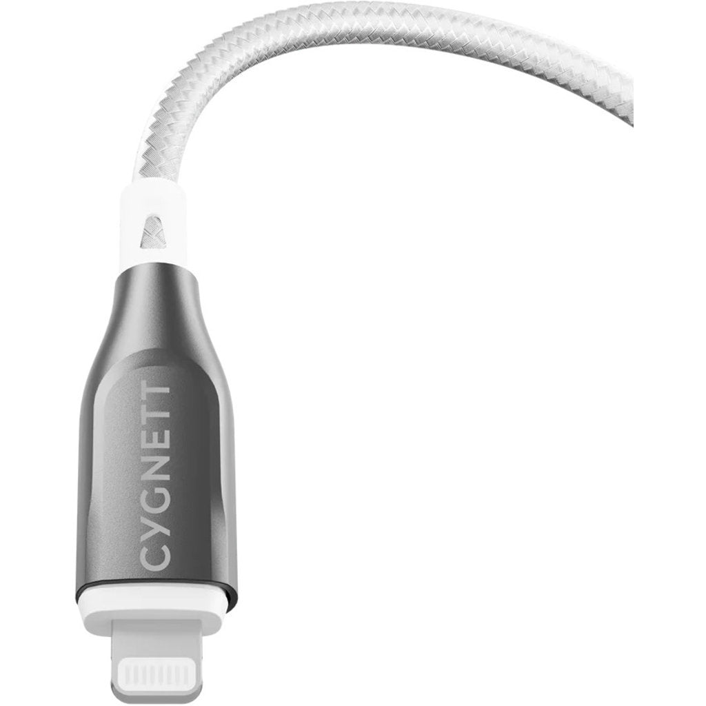 Cygnett Armoured Braided Lightning to USB Cable 2m White