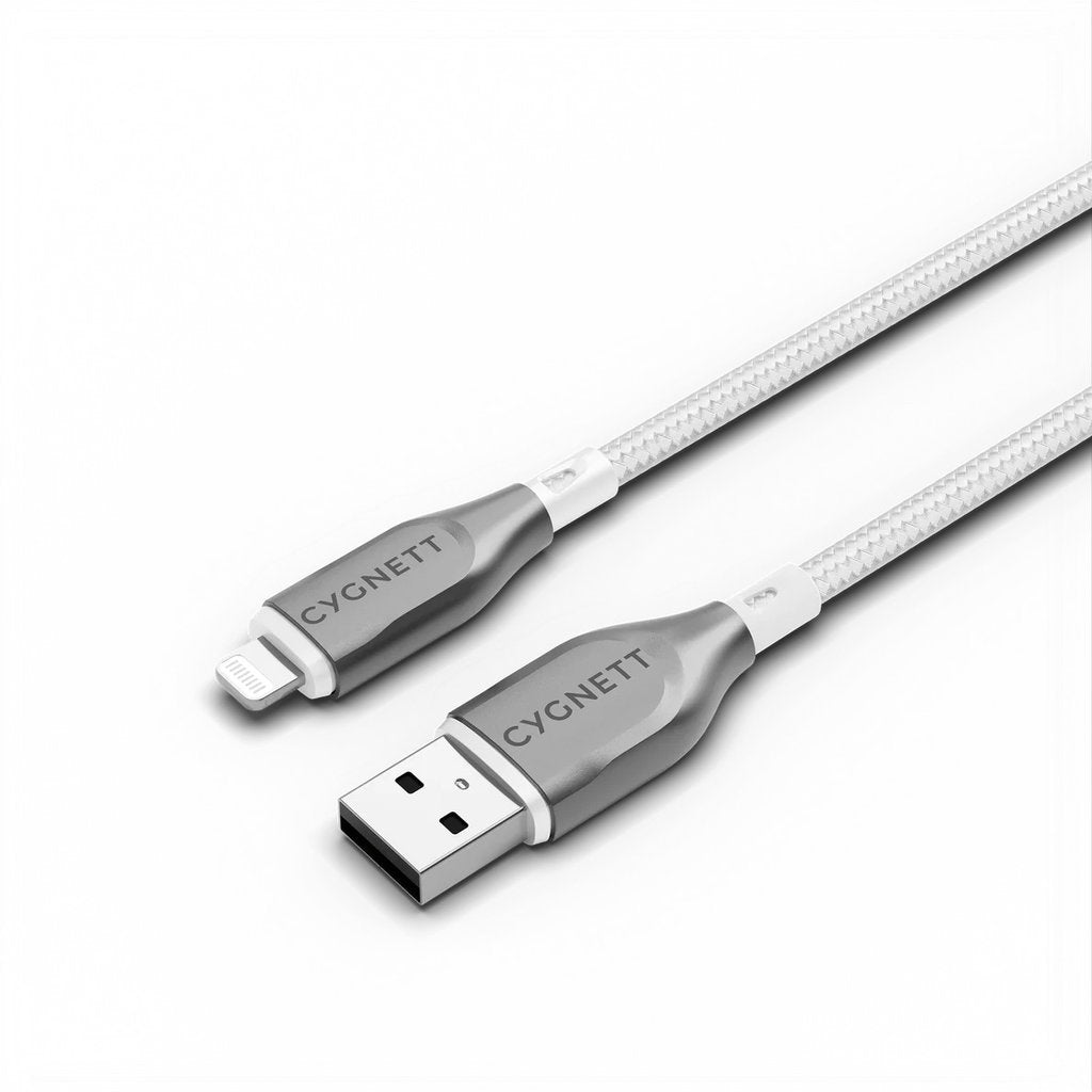 Cygnett Armoured Braided Lightning to USB Cable 2m White