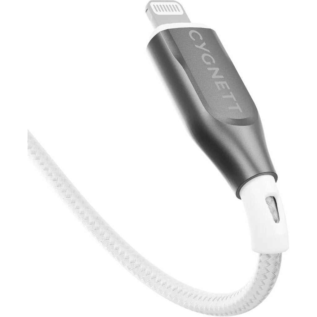 Cygnett Armoured Braided LightnIng to USB-C Cable 1m White
