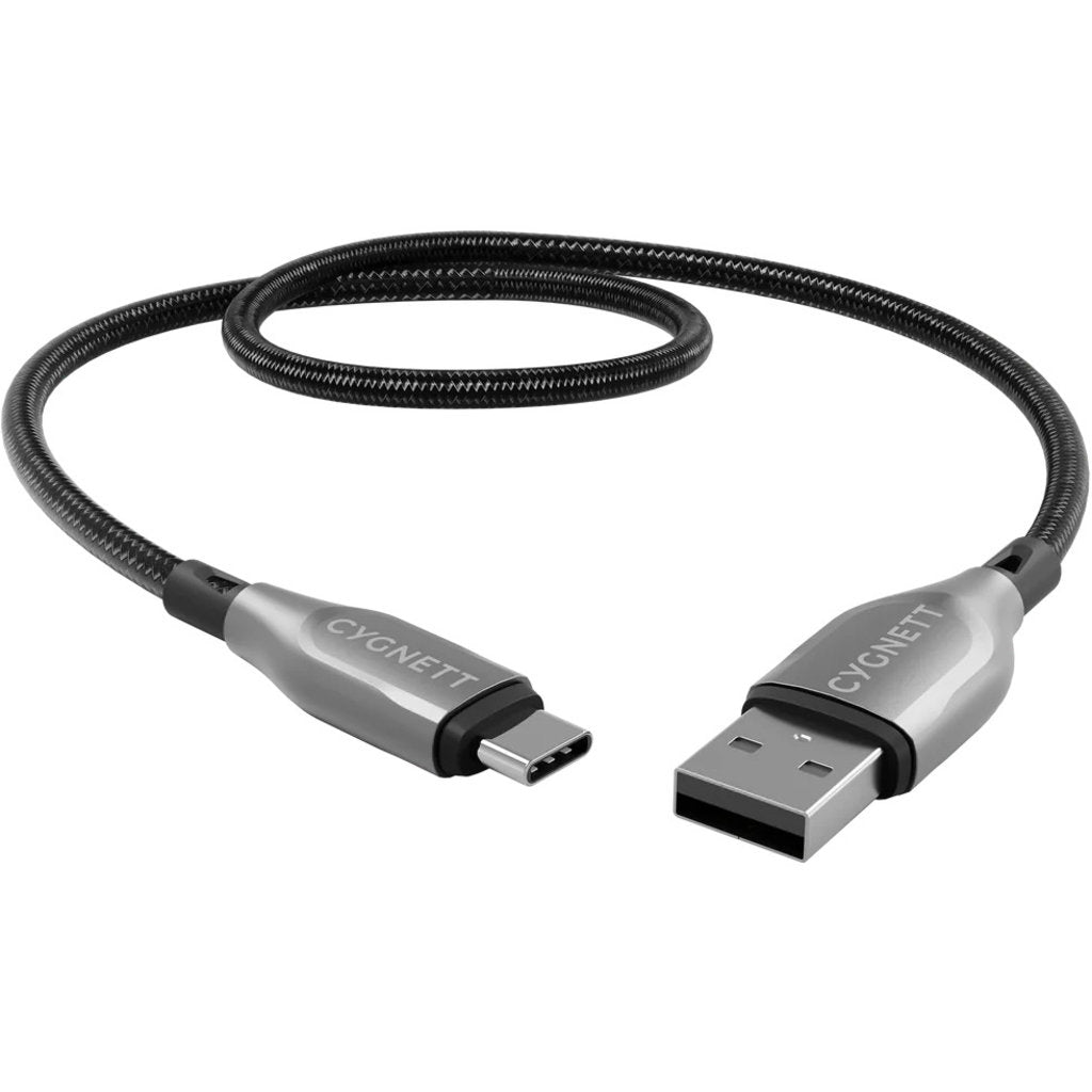 Câble USB-C vers USB tressé blindé Cygnett 50 cm noir