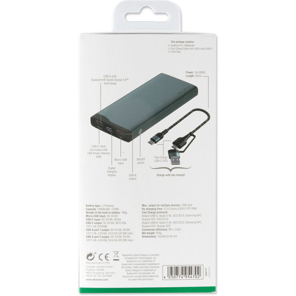 4Smarts Powerbank VoltHub Pro 10.000 mAh QC/PD 22.5W Black