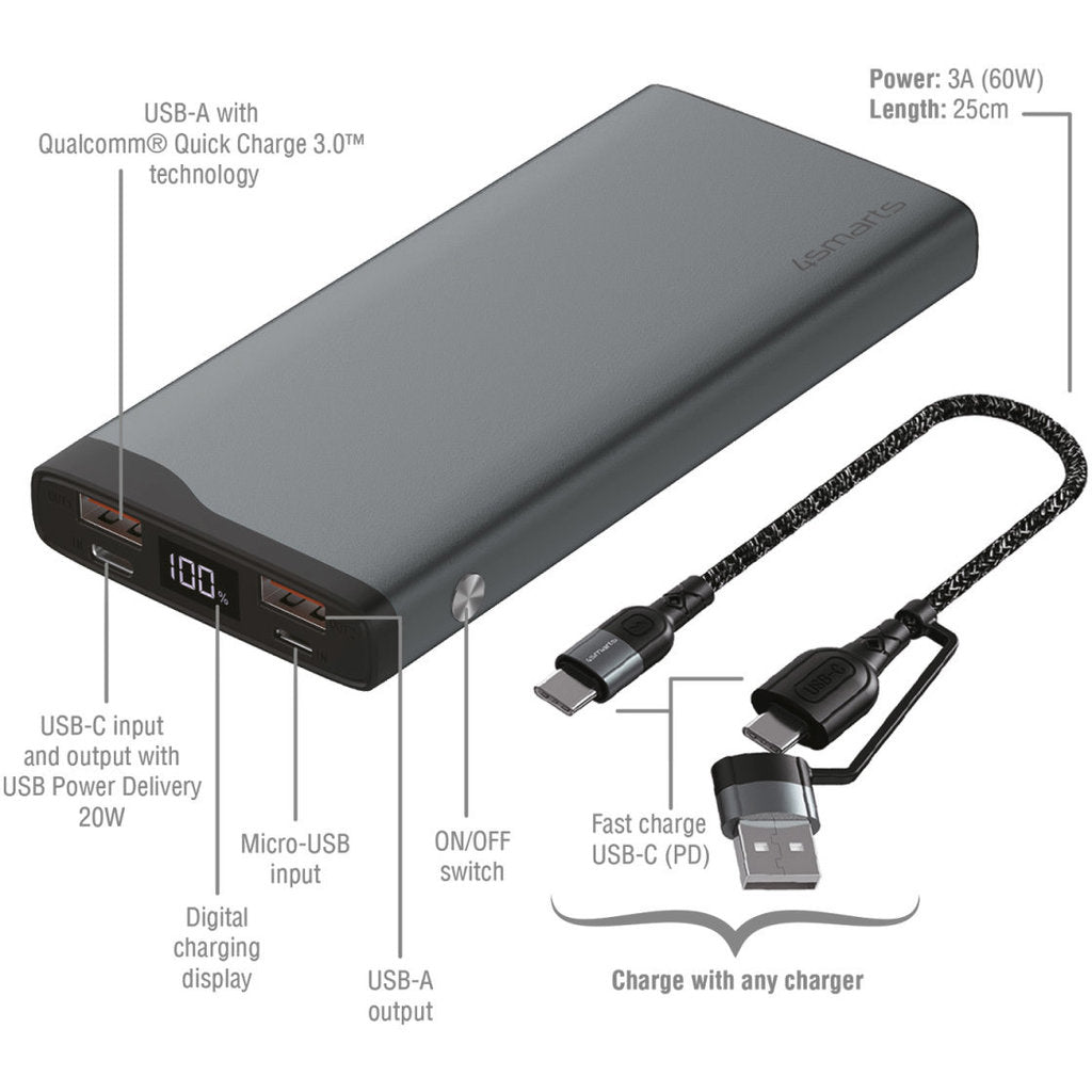 4Smarts Powerbank VoltHub Pro 10.000 mAh QC/PD 22.5W Black