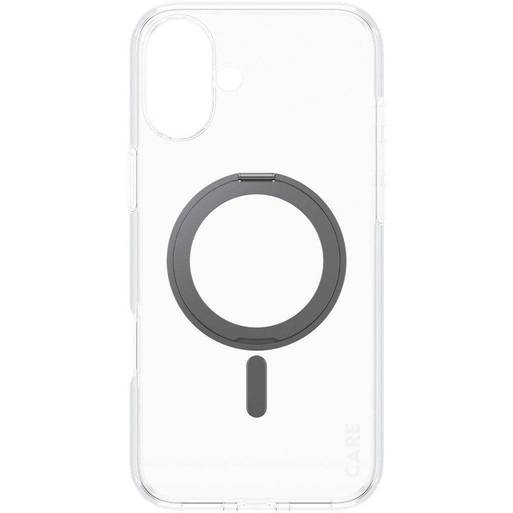 CARE by PanzerGlass Feature Case Transparent w. Black Kickstand & MagSafe iPhone 16 Plus