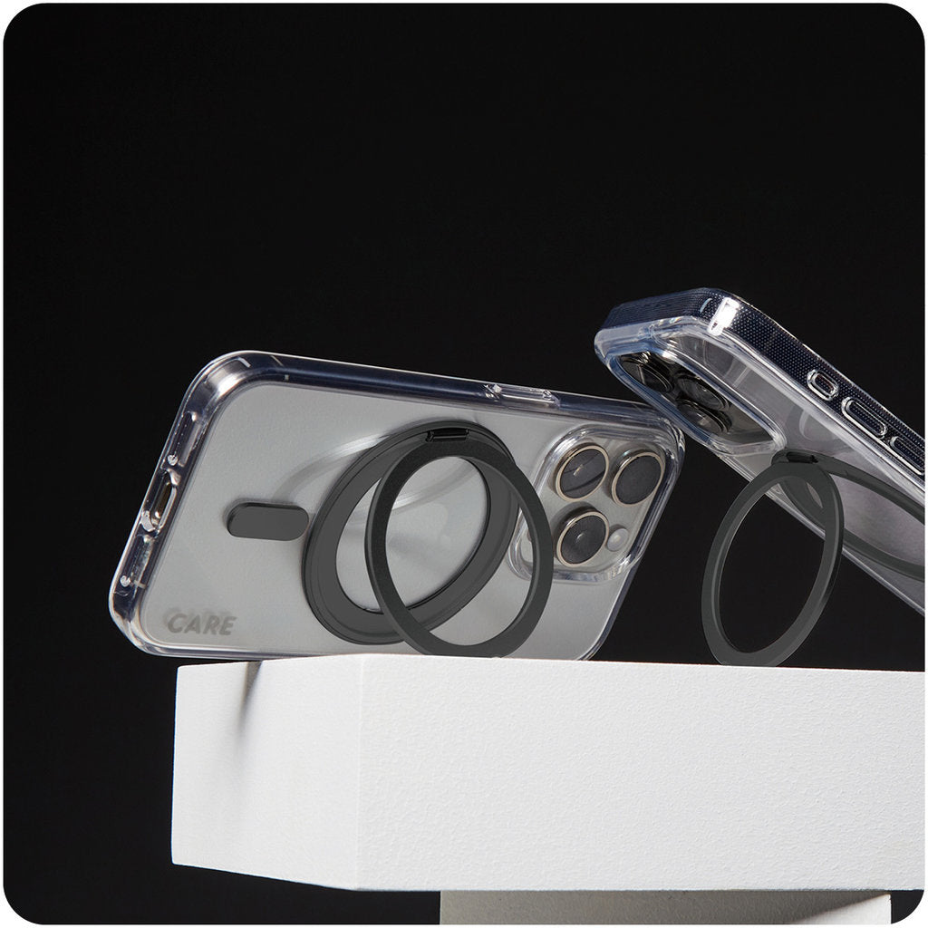 CARE by PanzerGlass Feature Case Transparent w. Black Kickstand & MagSafe iPhone 16 Plus