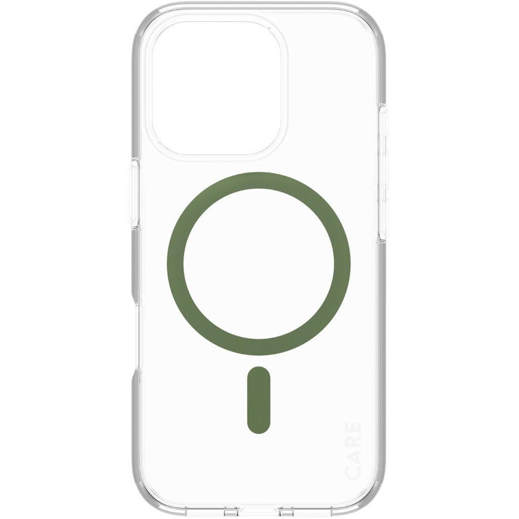 CARE by PanzerGlass Flagship Case Transparent Urban Combat m. grüner MagSafe iPhone 16 Pro