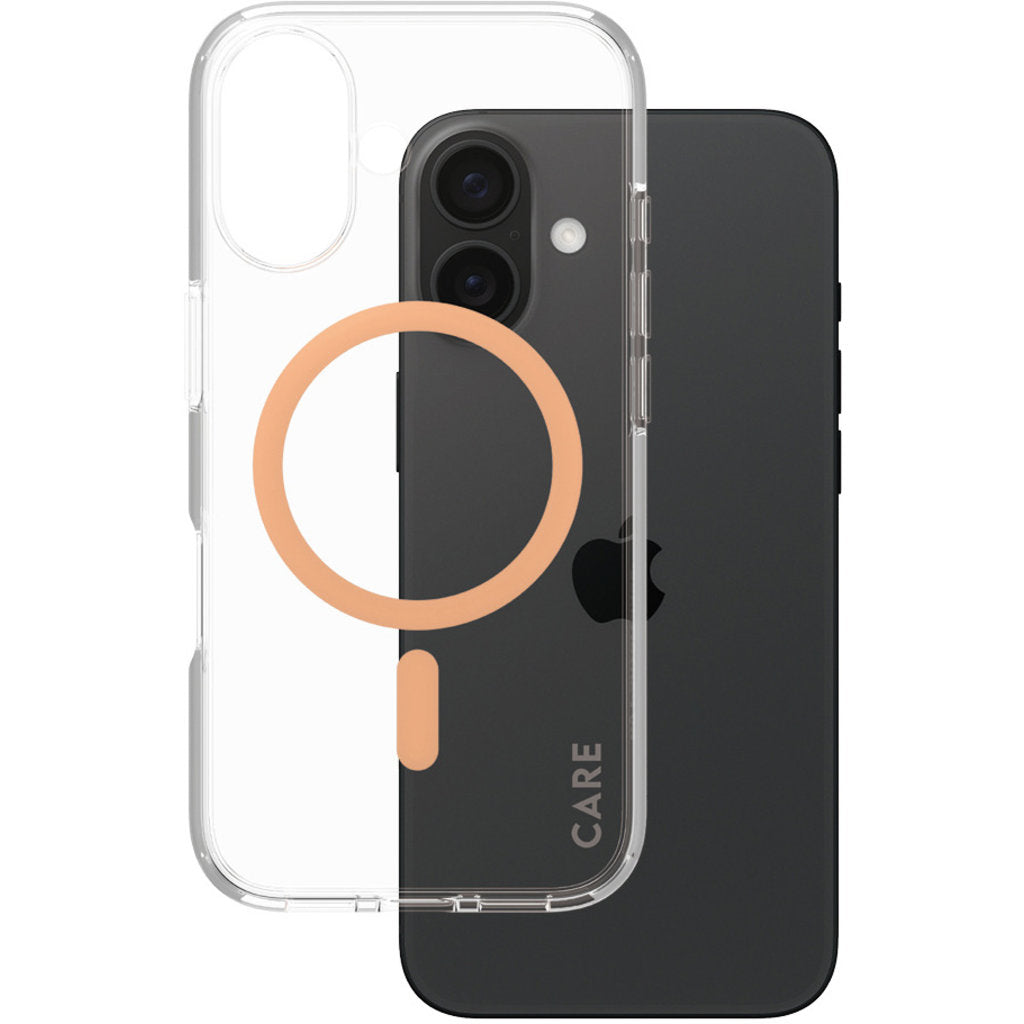 CARE by PanzerGlass Flagship Case Transparent Urban Combat w. Peachy MagSafe iPhone 16