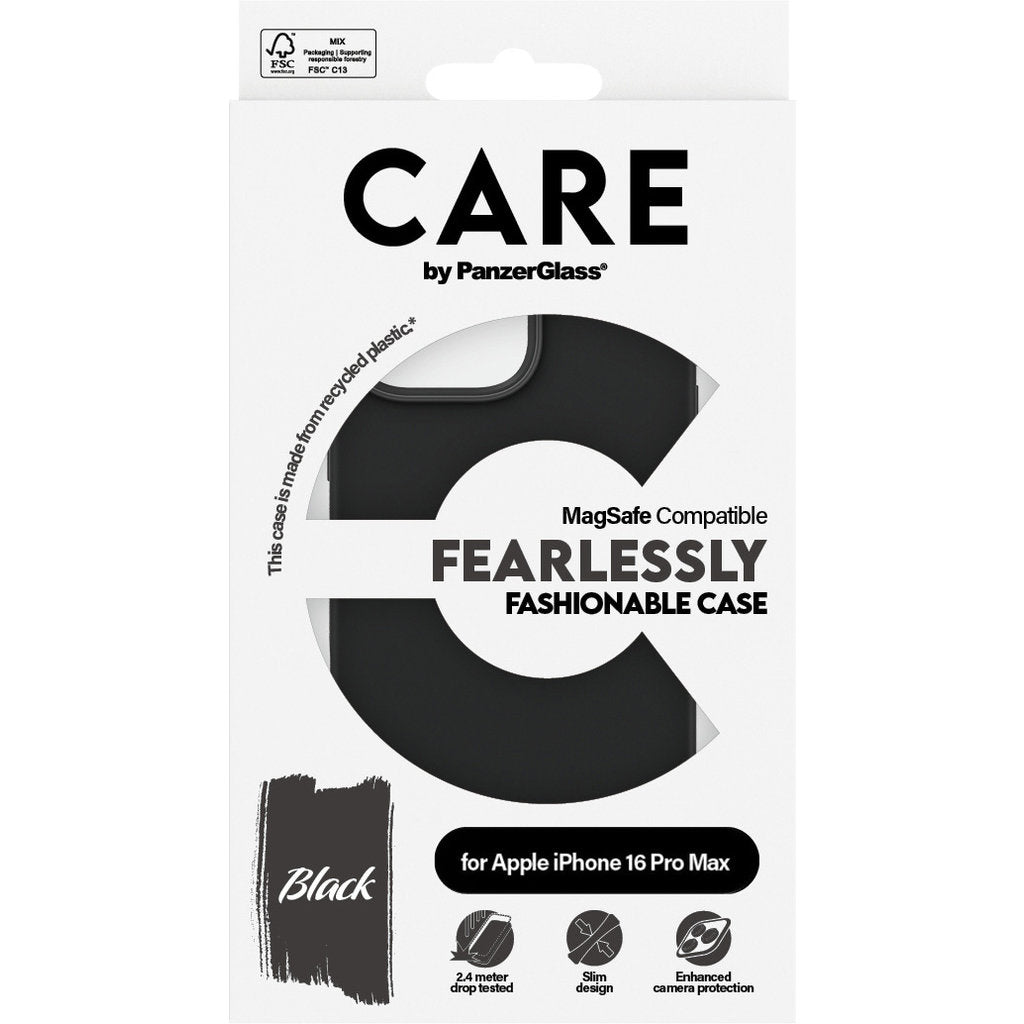 CARE by PanzerGlass Fashionable Case Black w. MagSafe iPhone 16 Pro Max
