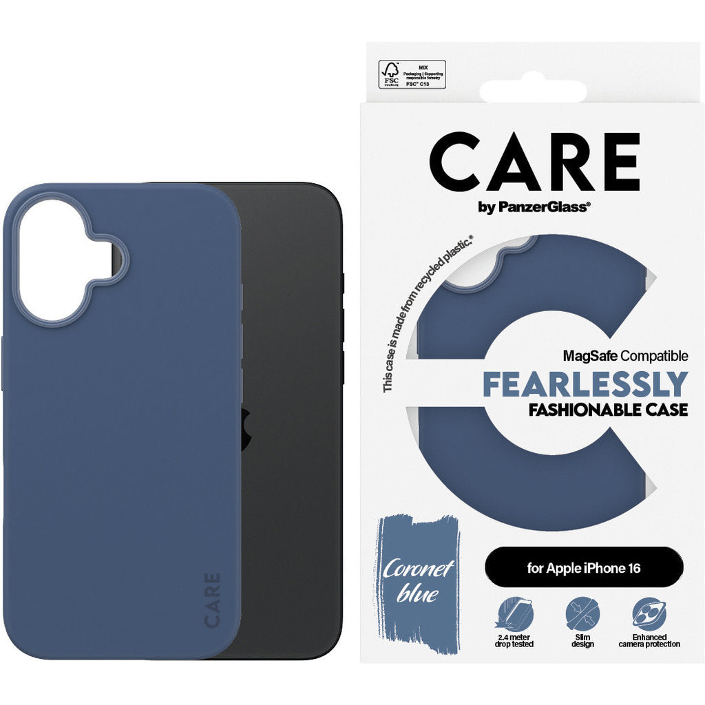 CARE by PanzerGlass Fashionable Case Blue m. MagSafe iPhone 16