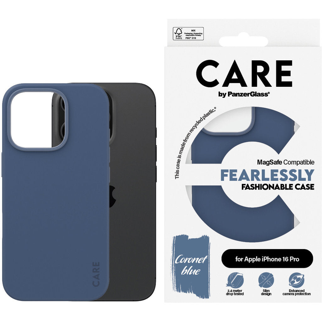 CARE by PanzerGlass Fashionable Case Blue m. MagSafe iPhone 16 Pro