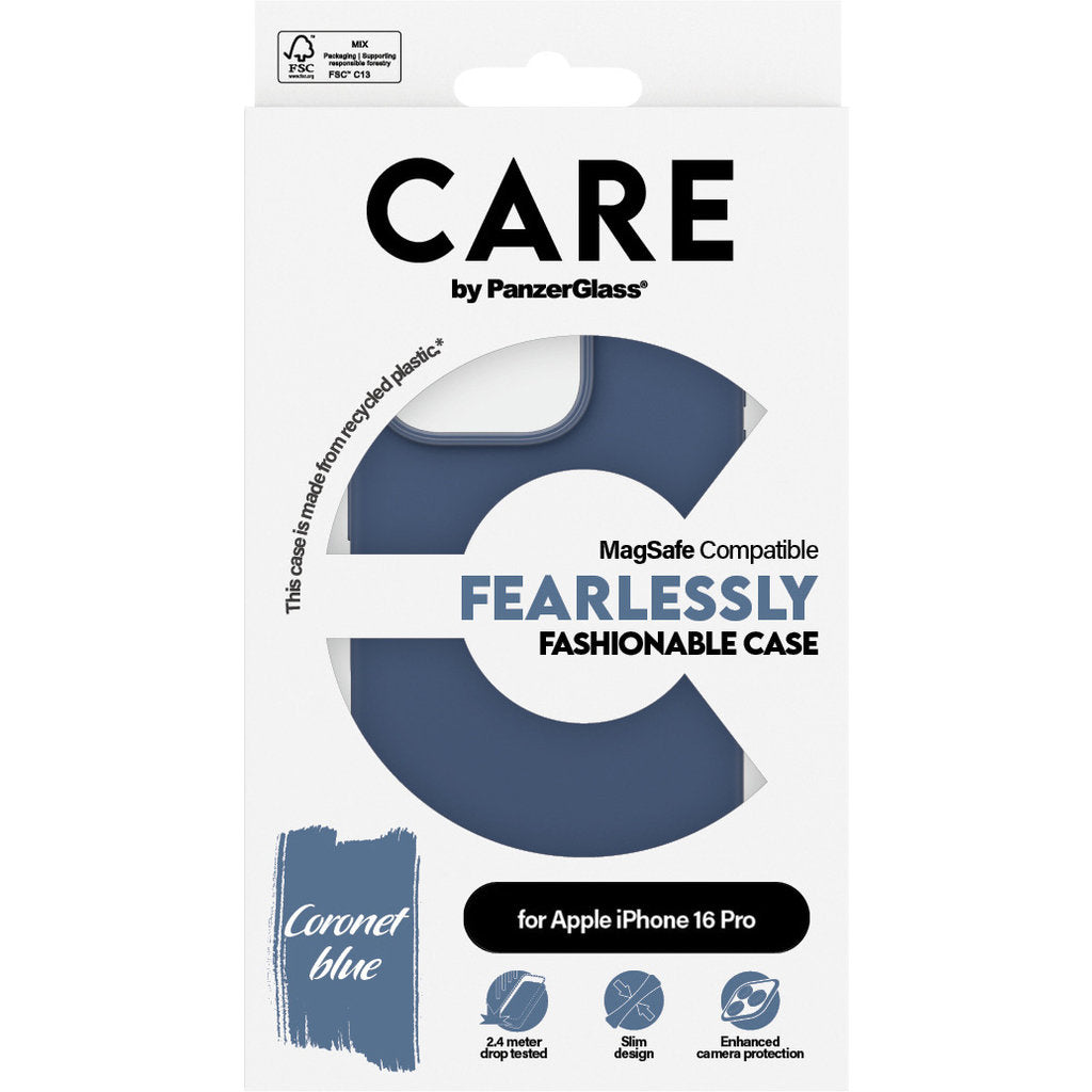 CARE by PanzerGlass Fashionable Case Blue m. MagSafe iPhone 16 Pro