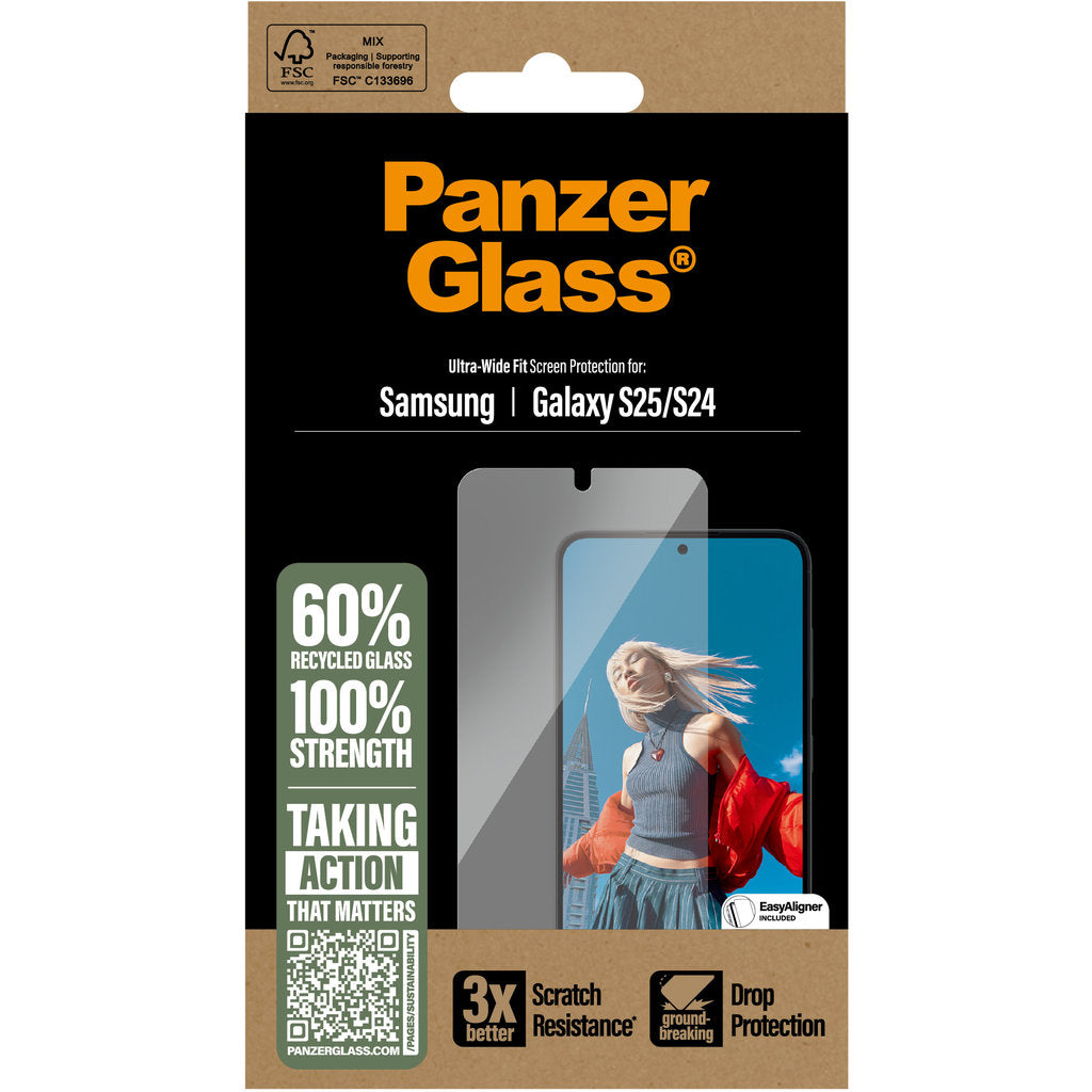 PanzerGlass Samsung Galaxy S24/S25 - Ultra-Wide Fit Refresh with EasyAligner