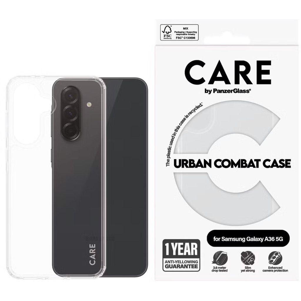 CARE by PanzerGlass Flagship Case Transparent Urban Combat  w. Clear Frame Samsung A36