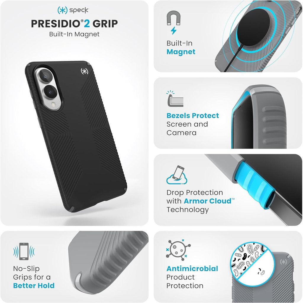 Speck Presidio2 Grip + Magnet Samsung Galaxy S25 Edge Black - mit Microban