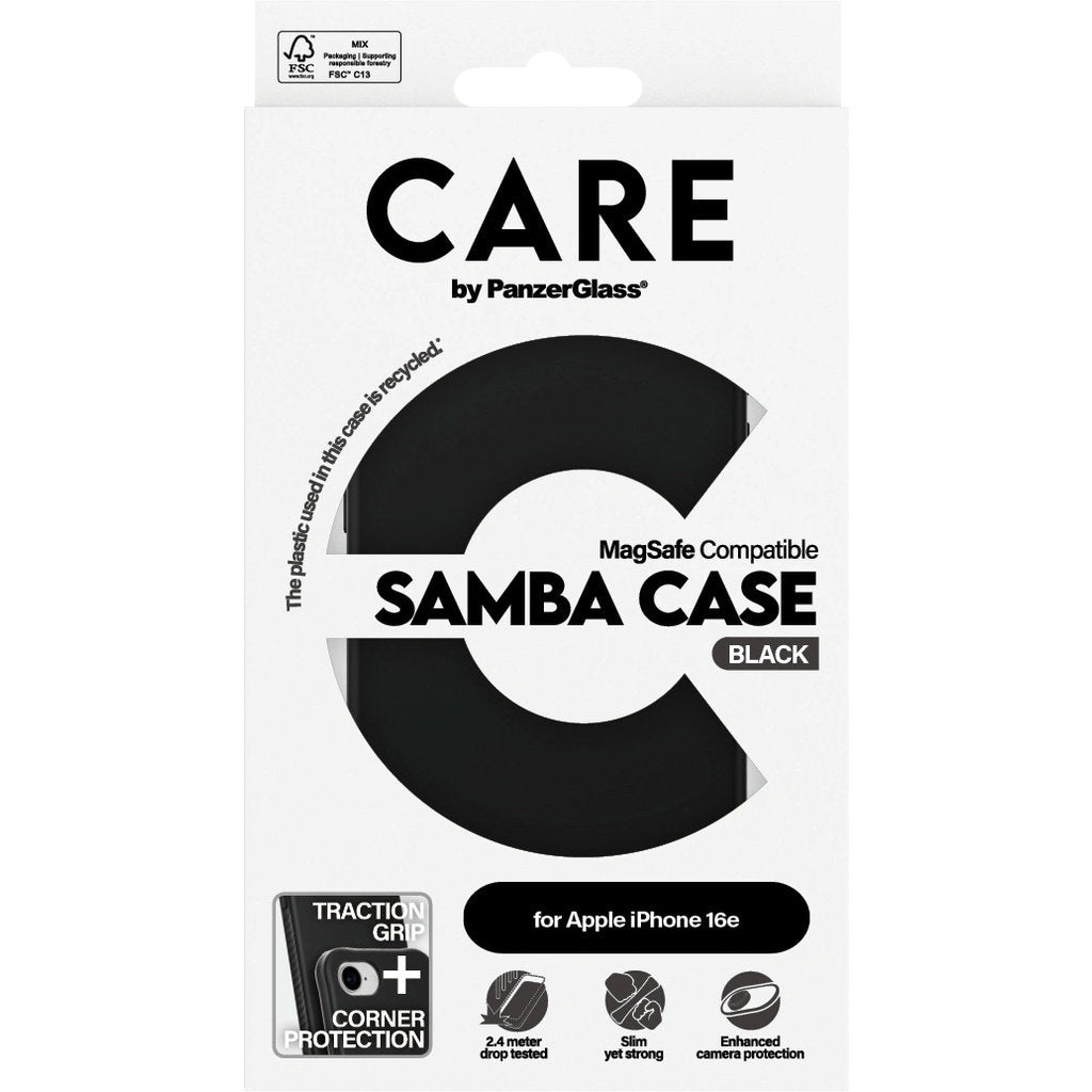 CARE by PanzerGlass Fashionable Case Samba Black w. MagSafe iPhone 17e/16e