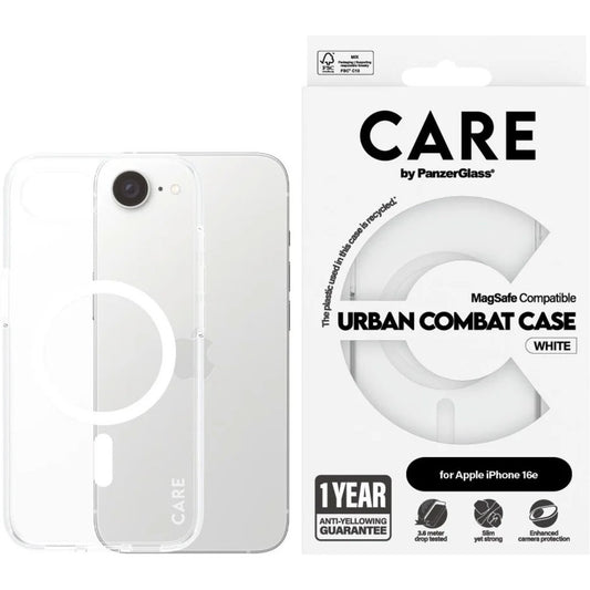 CARE by PanzerGlass Flagship Case Transparent Urban Combat w. White MagSafe iPhone 17e/16e