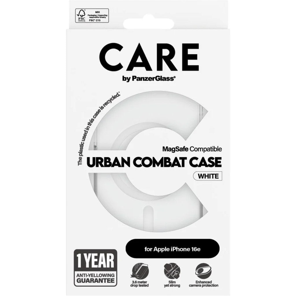 CARE by PanzerGlass Flagship Case Transparent Urban Combat w. White MagSafe iPhone 17e/16e