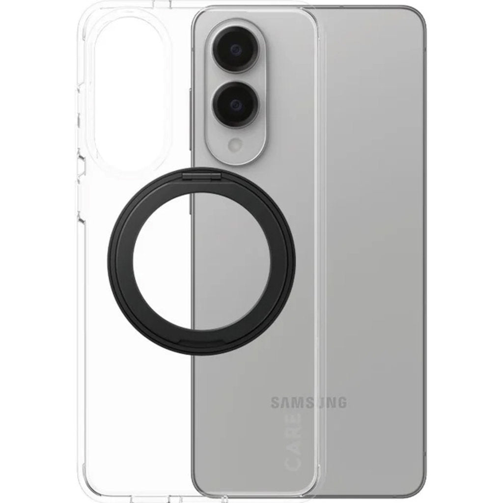 CARE by PanzerGlass Feature Case Transparent w. Black Kickstand & QI Samsung S25 Edge
