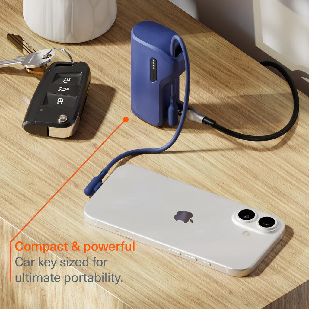 Cygnett Thumboost 5K Powerbank with semi-integrated USB-C Cable Neon Dusk