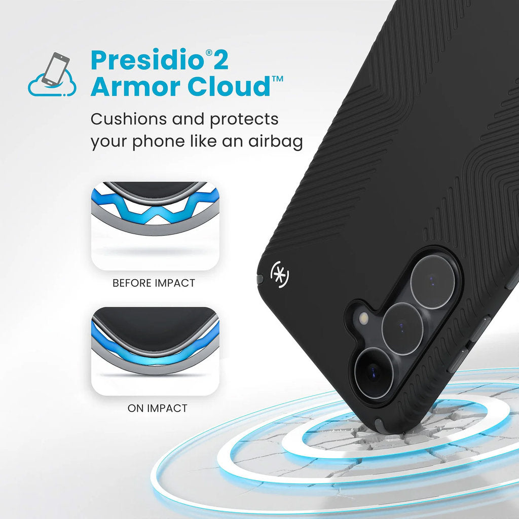 Speck Presidio2 Grip + Magnet Samsung Galaxy S25 FE Black- with Microban
