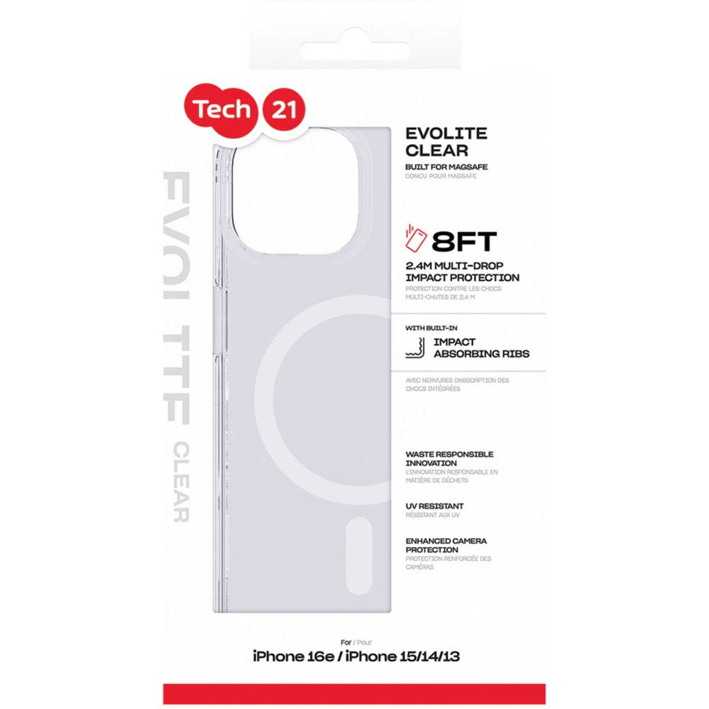 Tech21 Apple iPhone 17e/16e/15/14/13 EvoLite MagSafe Clear