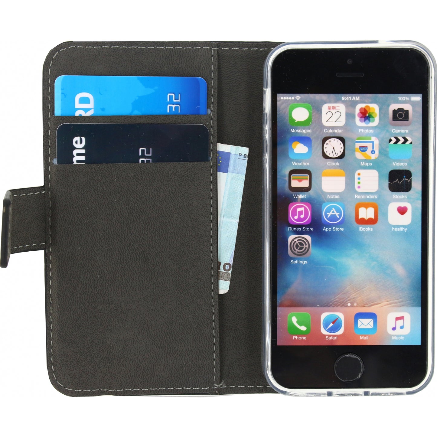 Mobilize Classic Gelly Wallet Book Case Apple iPhone 5/5S/SE Black