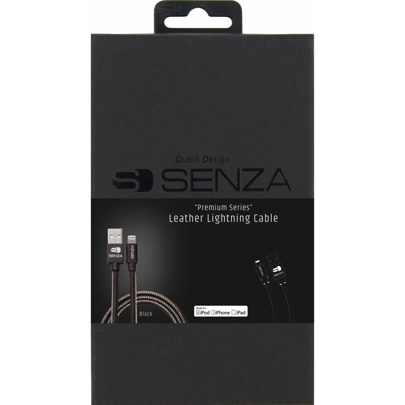 Senza Premium Leather Charge/Sync Cable Lightning 1.5m Black
