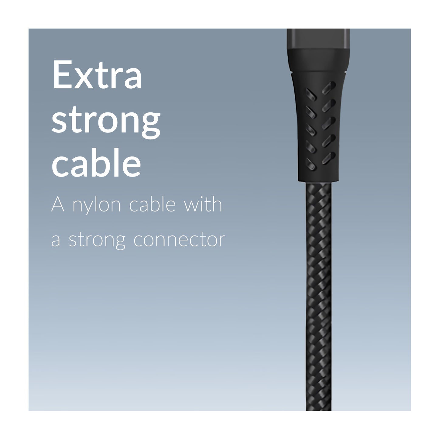 Mobilize Strong Nylon Cable USB to USB-C 20cm. 15W Black