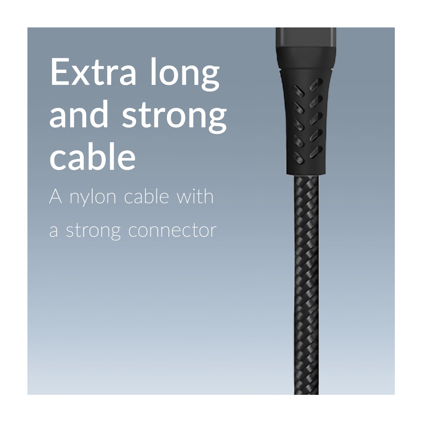 Mobilize Strong Nylon Cable USB to USB-C 2m. 15W Black