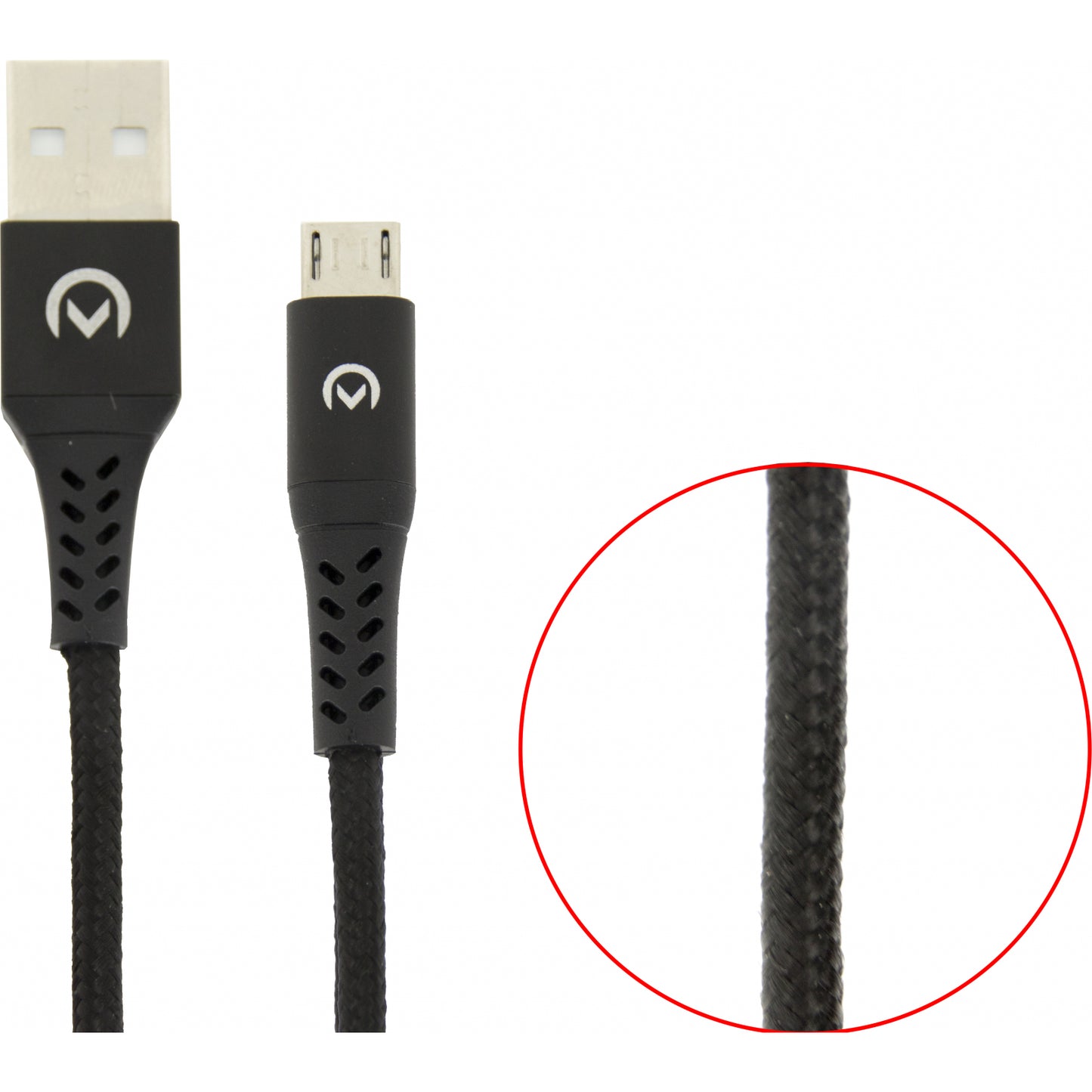 Mobilize Strong Nylon Cable USB to Micro USB 1m. 12W Black