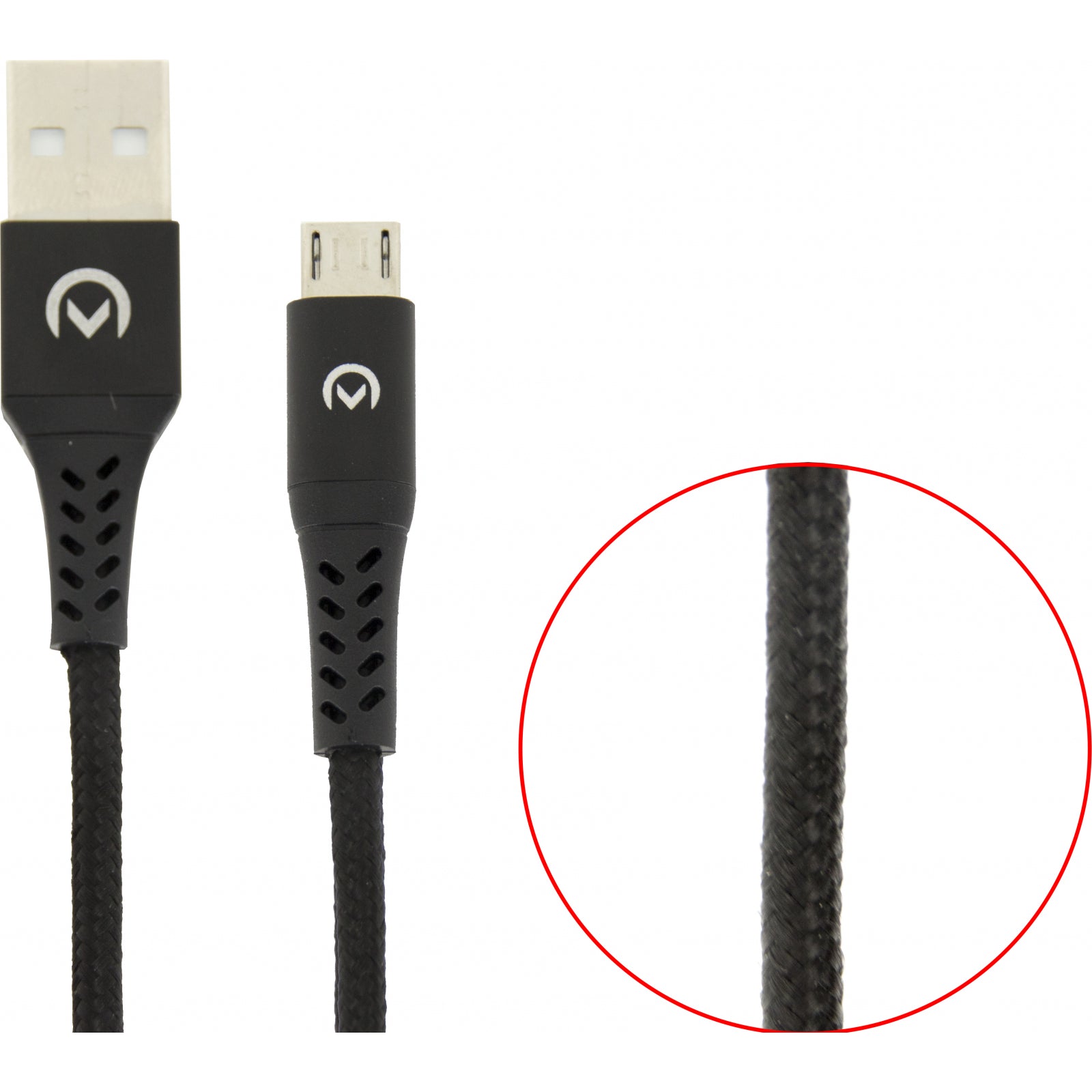 Mobilize Strong Nylon Cable USB to Micro USB 1m. 12W Black