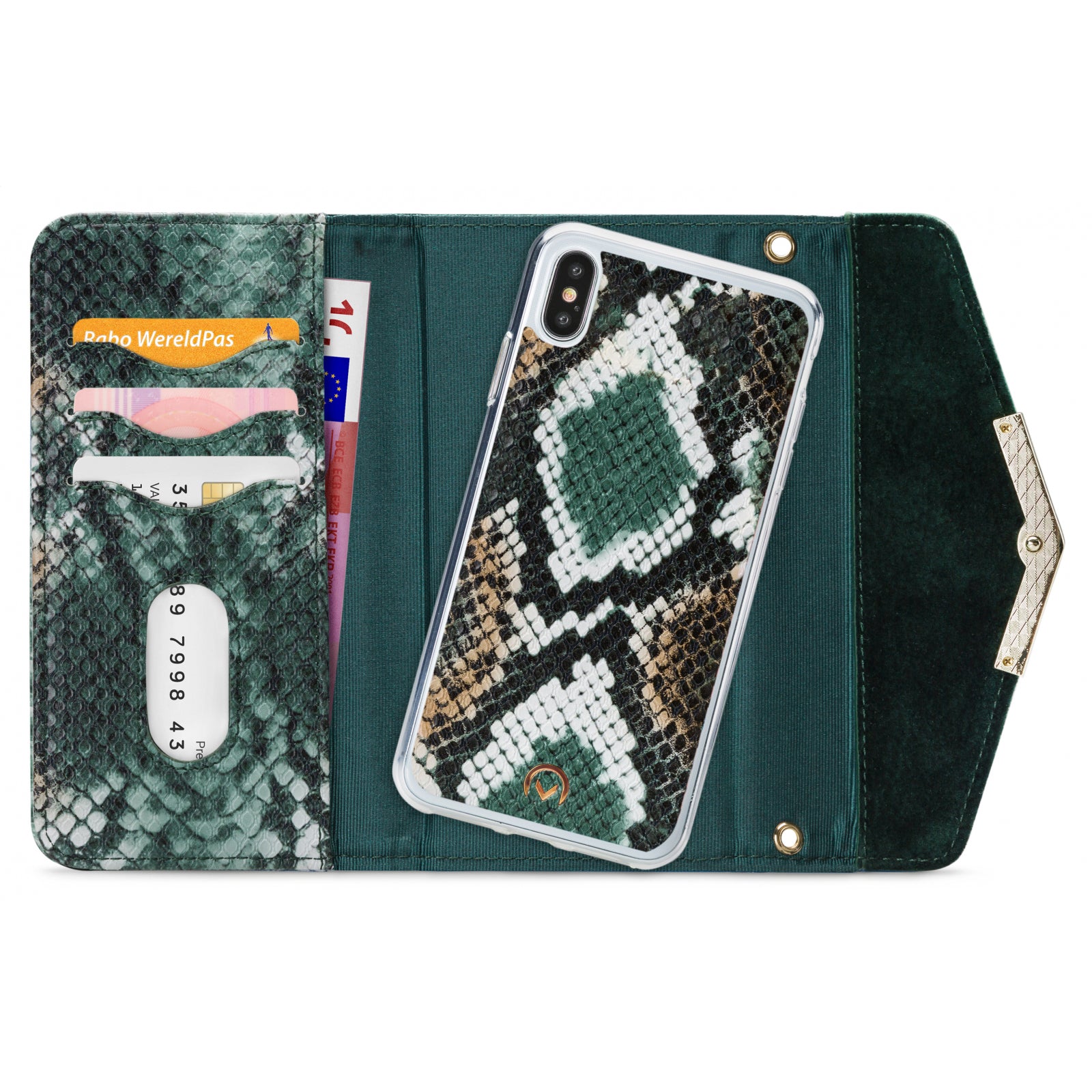Mobilize 2in1 Gelly Velvet Clutch for Apple iPhone X/Xs Green Snake