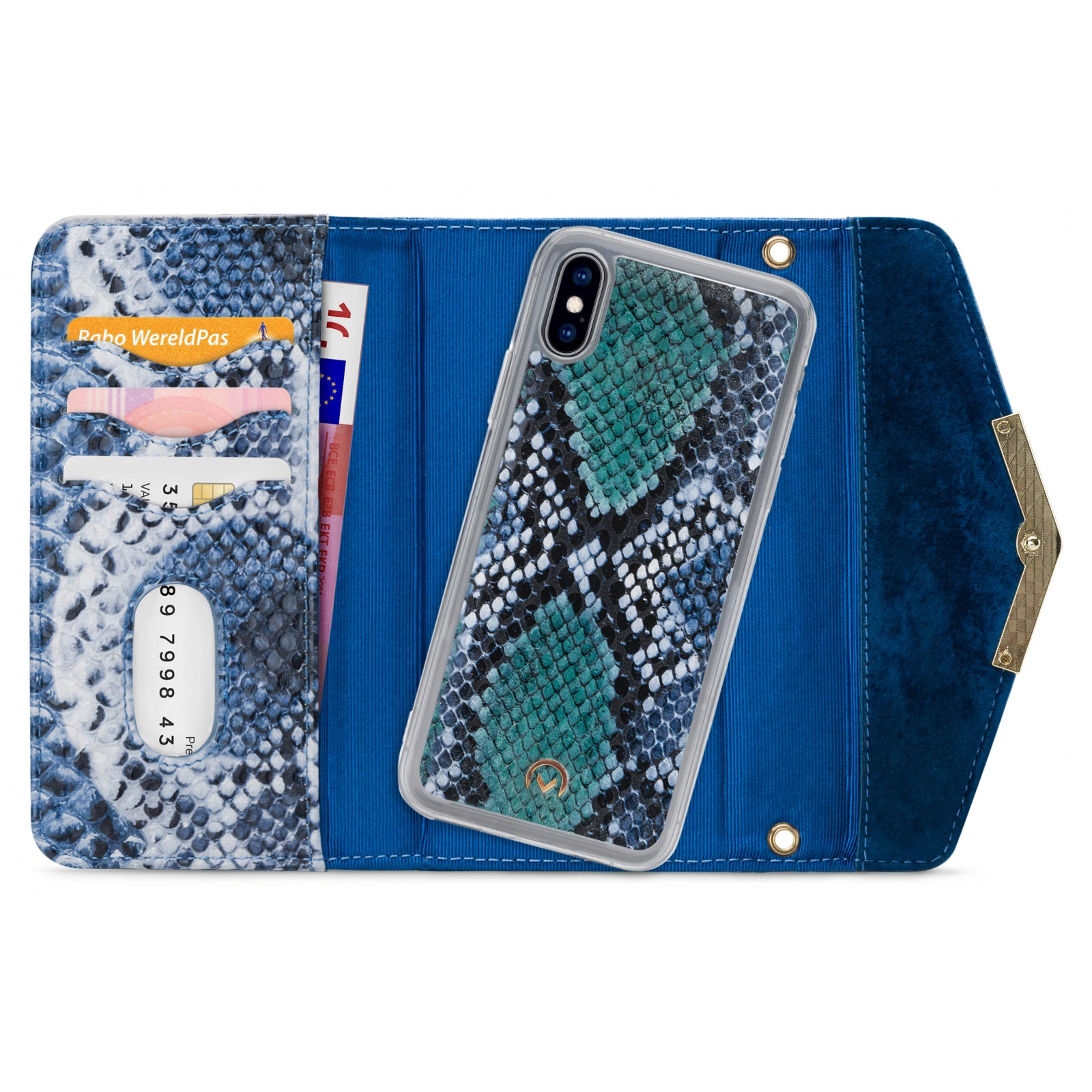 Mobilize 2in1 Gelly Velvet Clutch for Apple iPhone X/Xs Royal Blue Snake