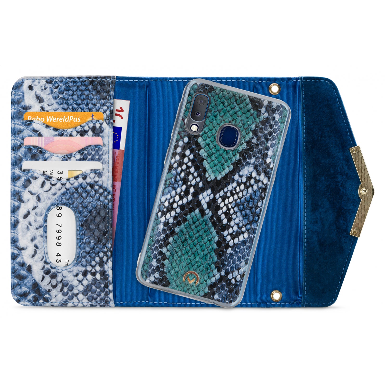Mobilize 2in1 Gelly Velvet Clutch for Samsung Galaxy A20e Royal Blue Snake