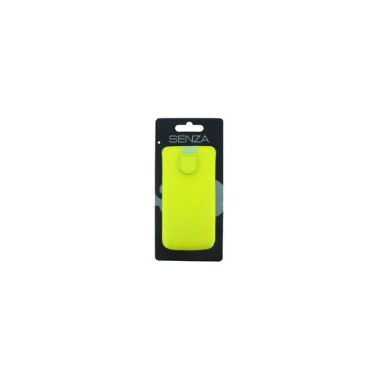 Senza Leather Slide Case Neon Yellow Size M-Large