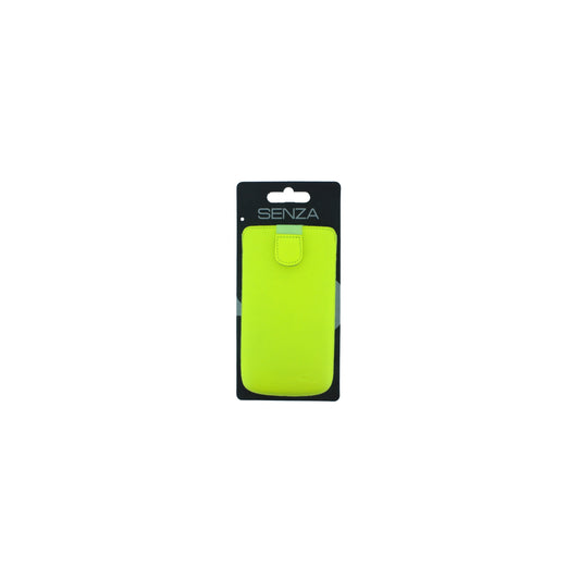 Senza Leather Slide Case Neon Yellow Size XXL