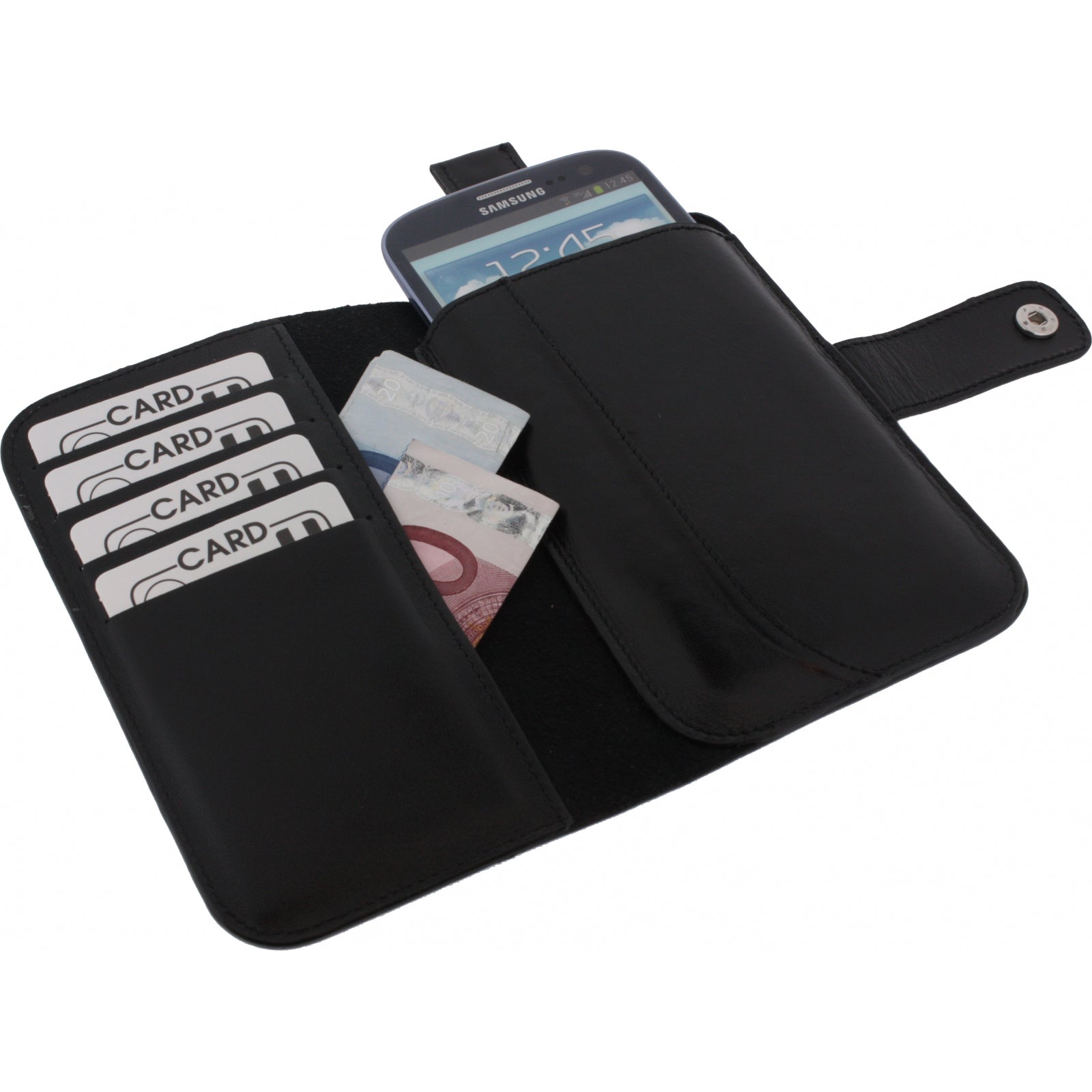 Senza Leather Wallet Slide Case Black Size XXL