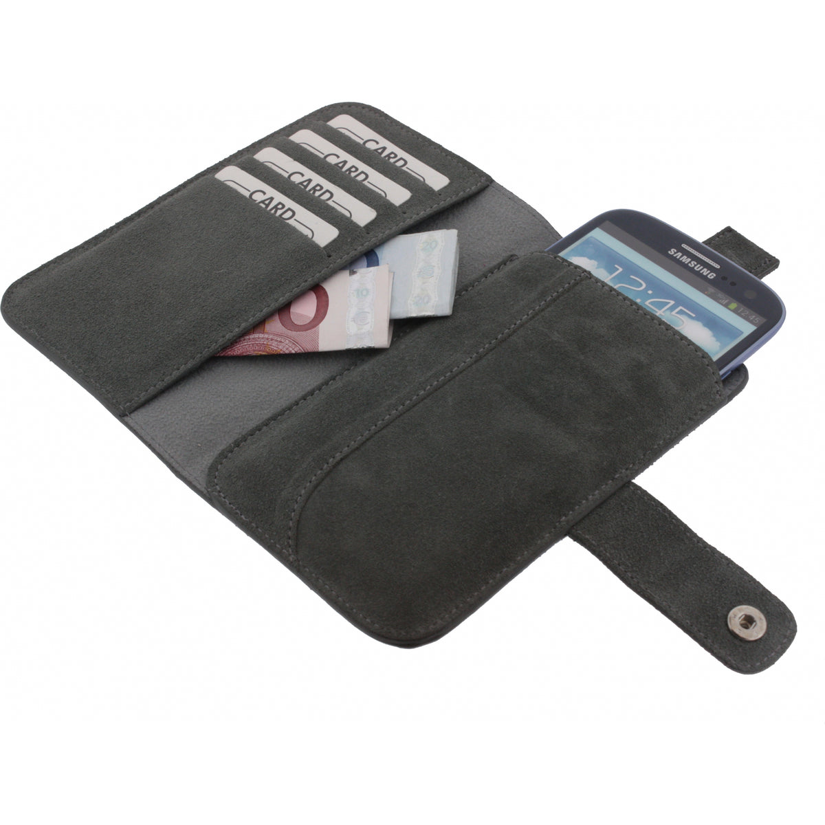 Senza Suede Wallet Slide Case Warm Grey Size XXL