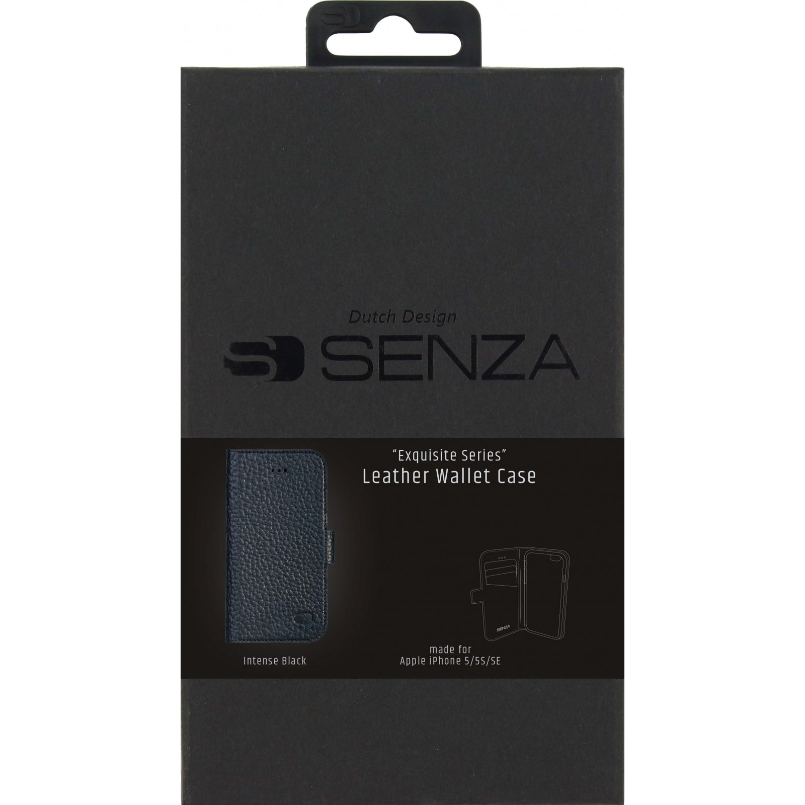 Senza Exquisite Leather Wallet Apple iPhone 5/5S/SE Intense Black