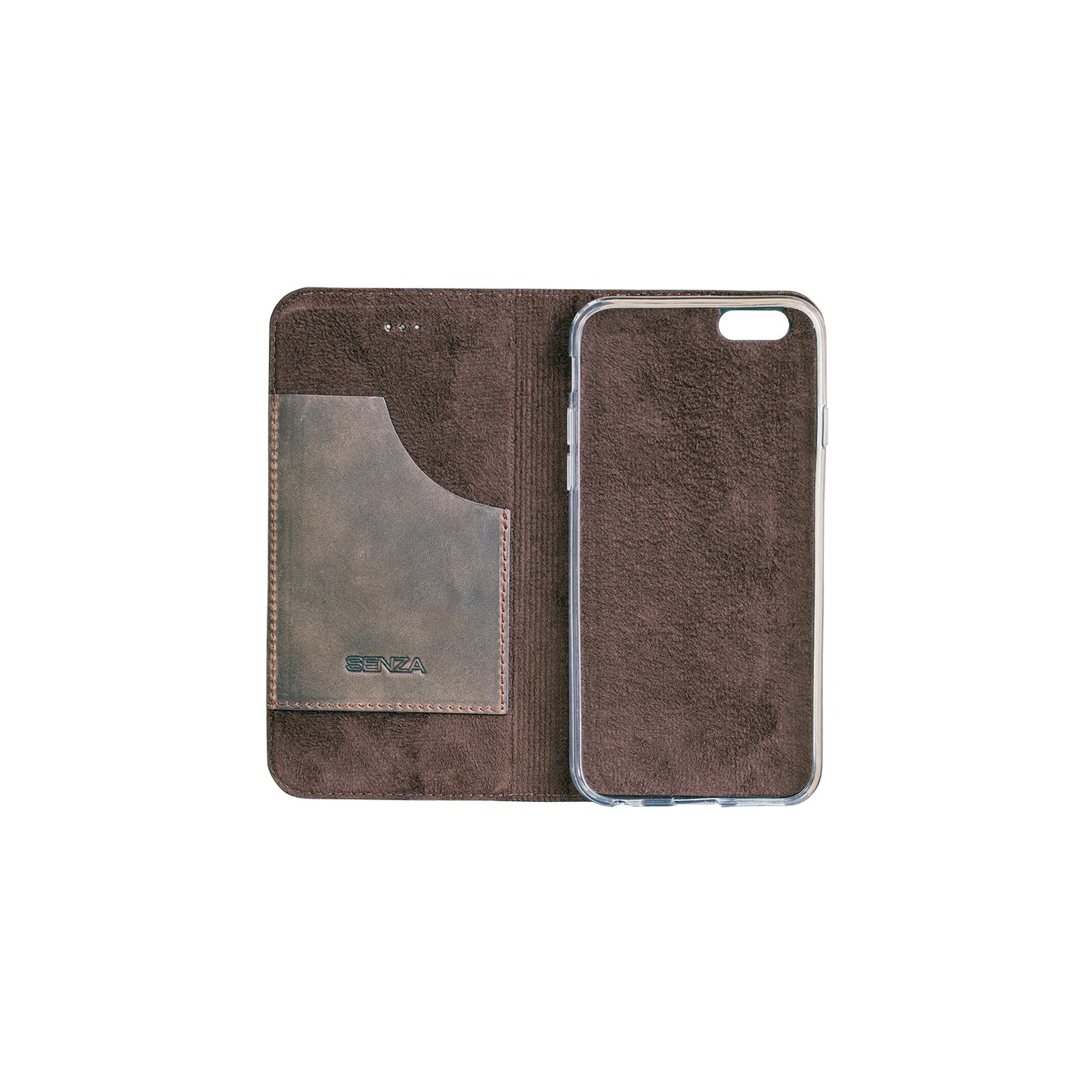 Senza Raw Leather Booklet Apple iPhone 6/6S Walnut Brown
