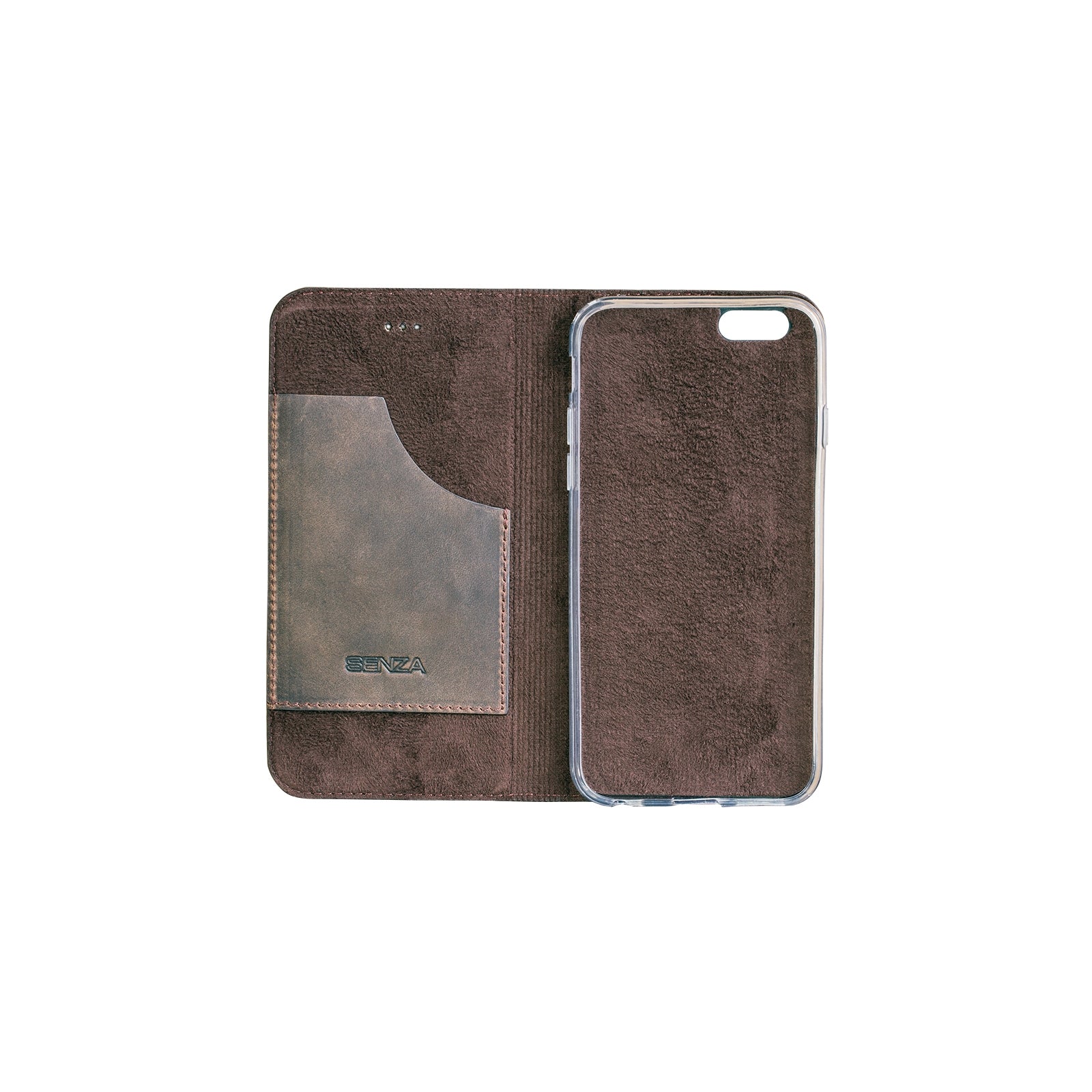 Senza Raw Leather Booklet Apple iPhone 6/6S Walnut Brown