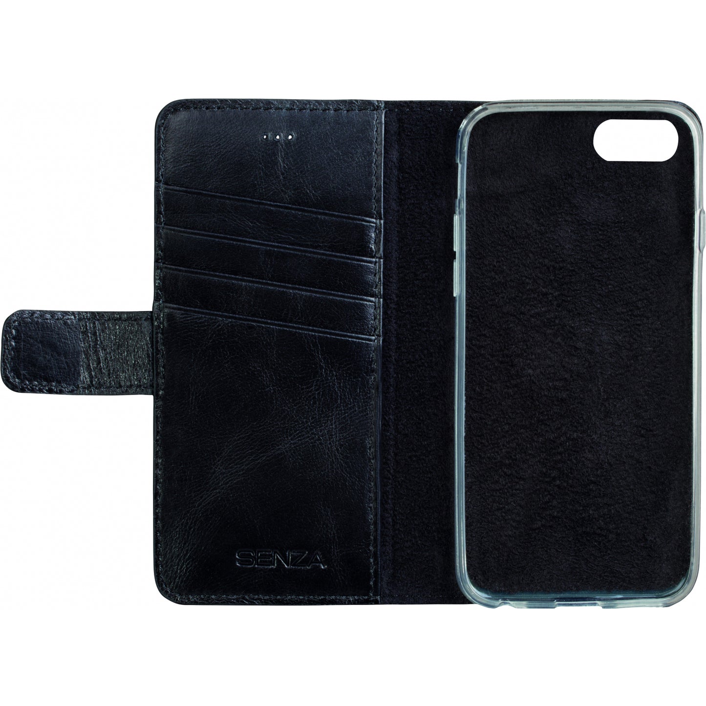 Senza Pure Leather Wallet Apple iPhone 7/8/SE (2020/2022) Deep Black
