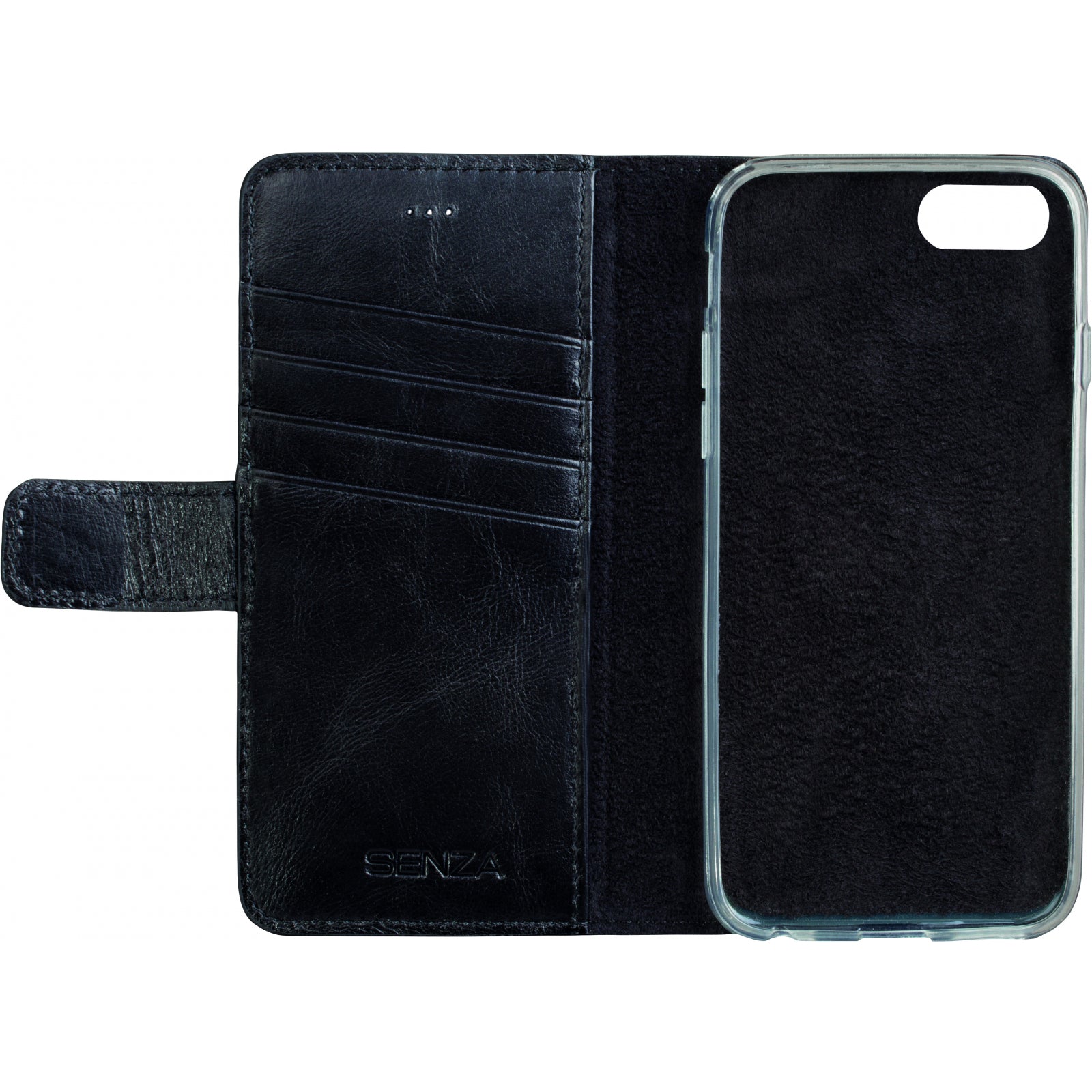 Senza Pure Leather Wallet Apple iPhone 7/8/SE (2020/2022) Deep Black