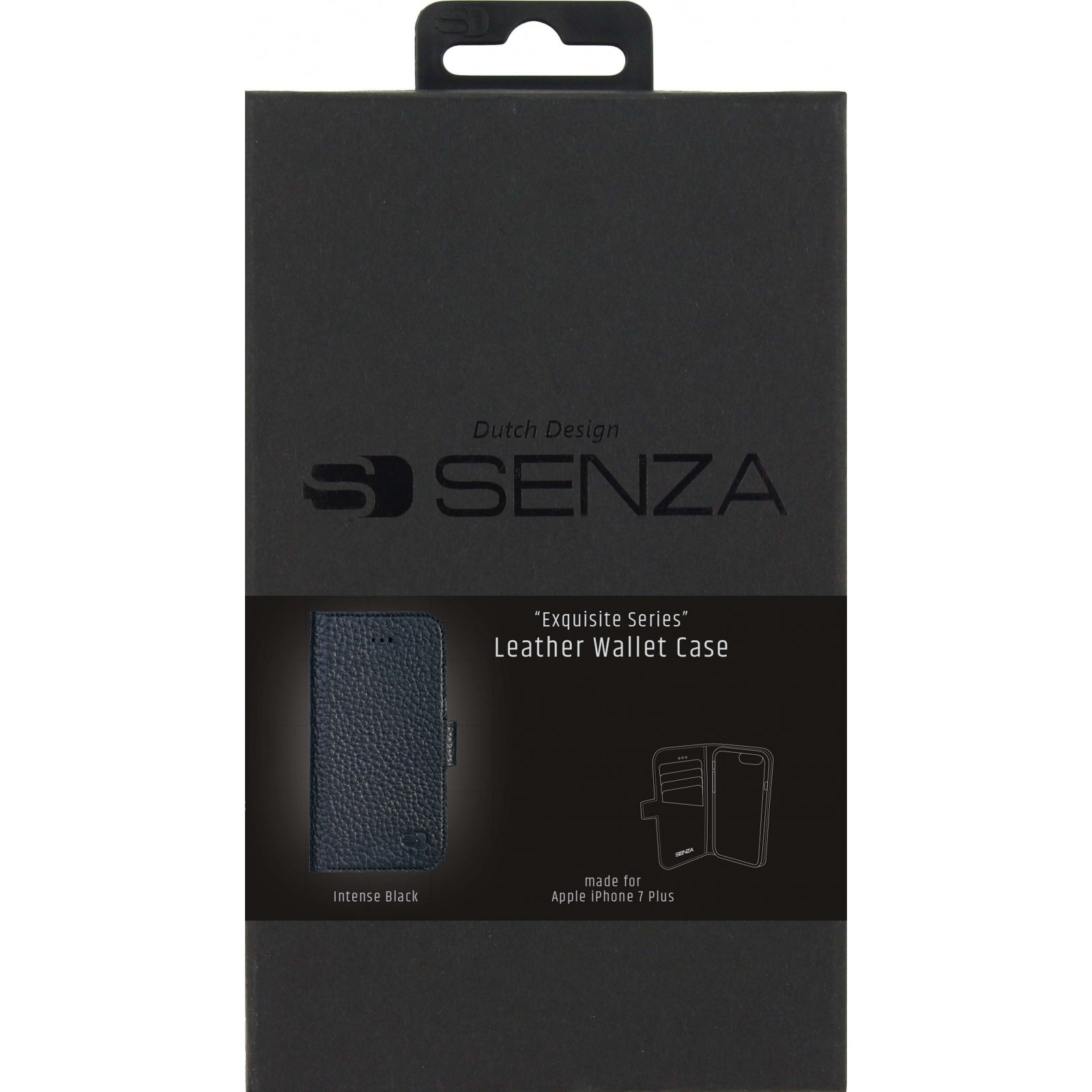 Senza Exquisite Leather Wallet Apple iPhone 7 Plus/8 Plus Intense Black